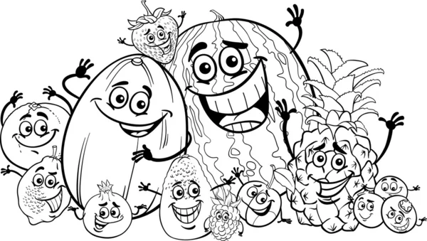 Lustige Früchte Karikatur für Malbuch — Stockvektor