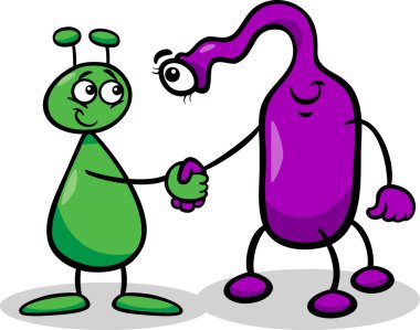 Uzaylılar ya da Marslıların karikatür çizimi