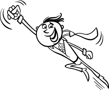 işadamı süper kahraman karikatür çizimi