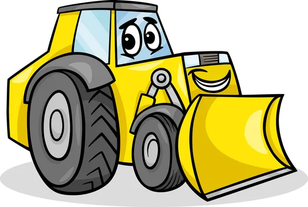 Bulldozer Charakter Cartoon-Illustration — Stockvektor