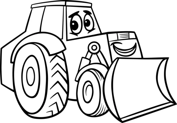 Bulldozer cartoon for coloring book — Stock Vector