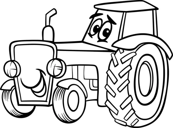 Tracteur dessin animé pour livre à colorier — Image vectorielle