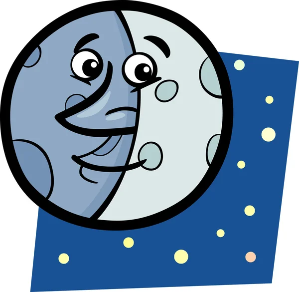 Divertida ilustración de dibujos animados luna — Vector de stock