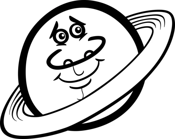 Saturn planet cartoon ausmalseite — Stockvektor