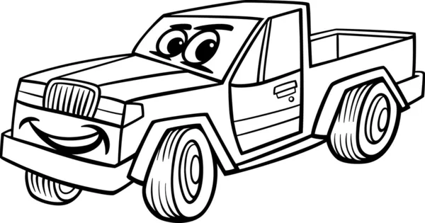 Pickup car cartoon coloring page — Stock Vector