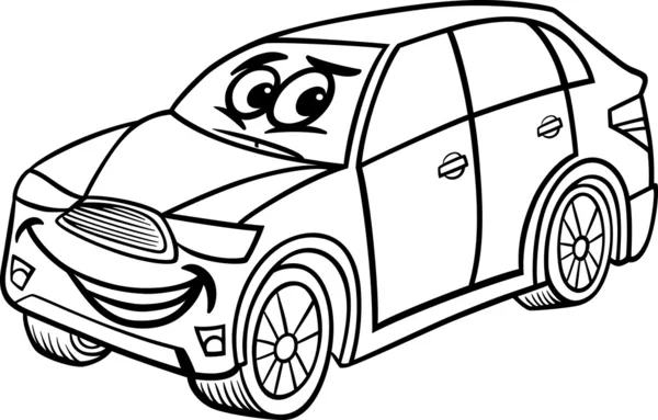 Suv car cartoon coloring page — Stock Vector