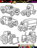 kreslený vozidel stanovit omalovánky
