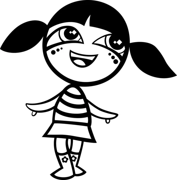 Γελοιογραφία kawaii κορίτσι χρωματισμός σελίδα — Διανυσματικό Αρχείο