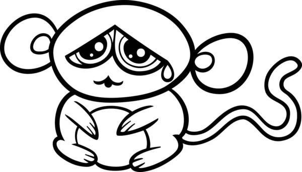 Desenhos animados triste macaco colorir página —  Vetores de Stock