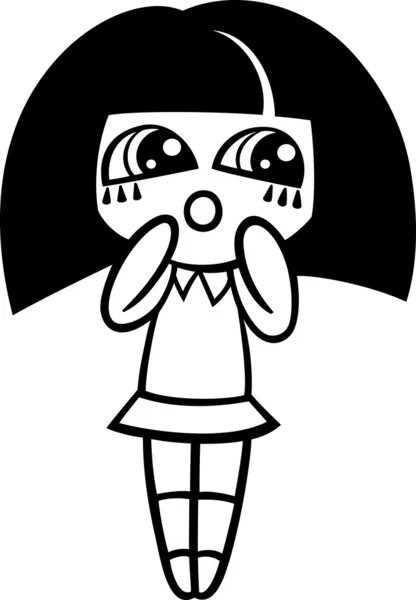 Dibujos animados kawaii chica para colorear página — Vector de stock