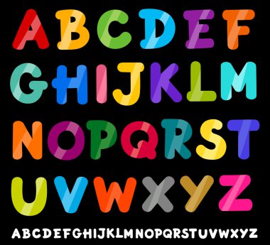 büyük harflerle alfabeyi karikatür çizimi