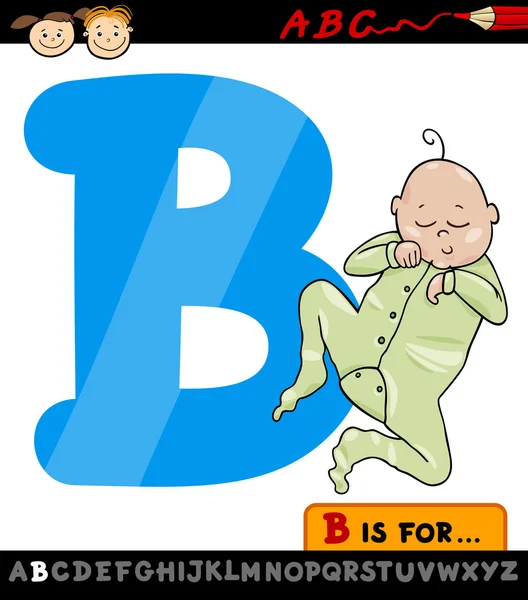 Letter b with baby cartoon illustration — Stock Vector