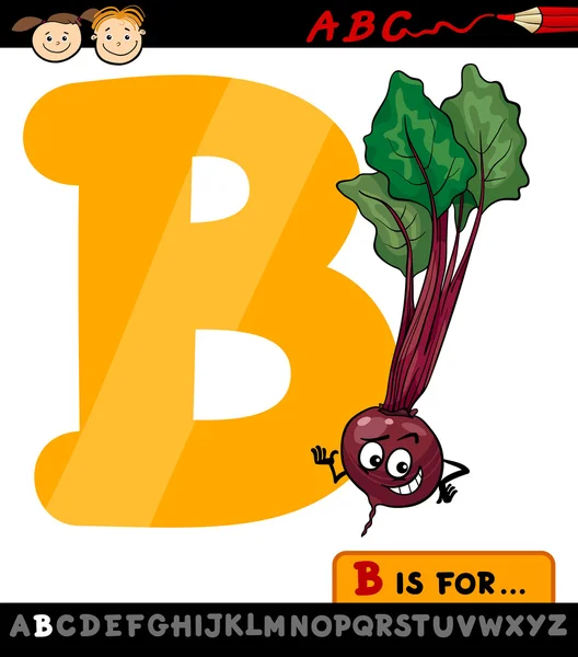 Letter b with beet cartoon illustration — Stock Vector