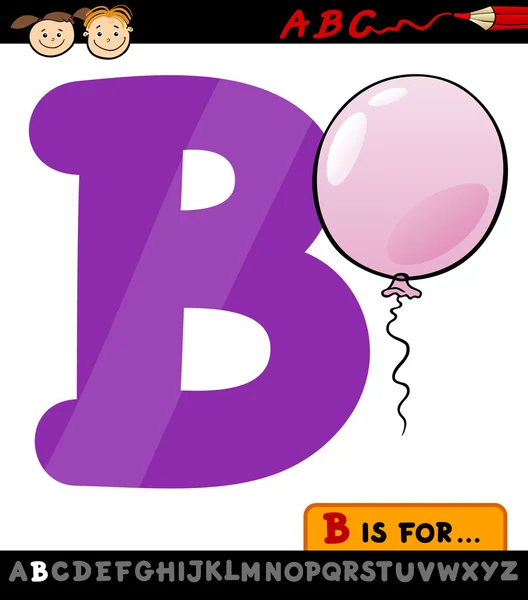 Letter b met ballon cartoon illustratie — Stockvector