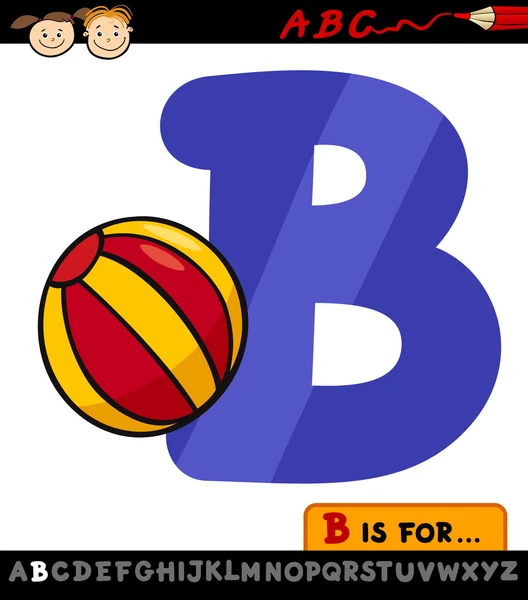 Letter b met bal cartoon illustratie — Stockvector