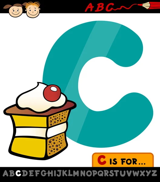 Litera c z ilustracja kreskówka ciasto — Wektor stockowy
