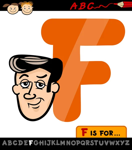 Letter f with face cartoon illustration — Stock Vector