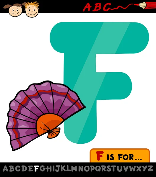 Písmeno f s ventilátorem kreslený obrázek — Stockový vektor