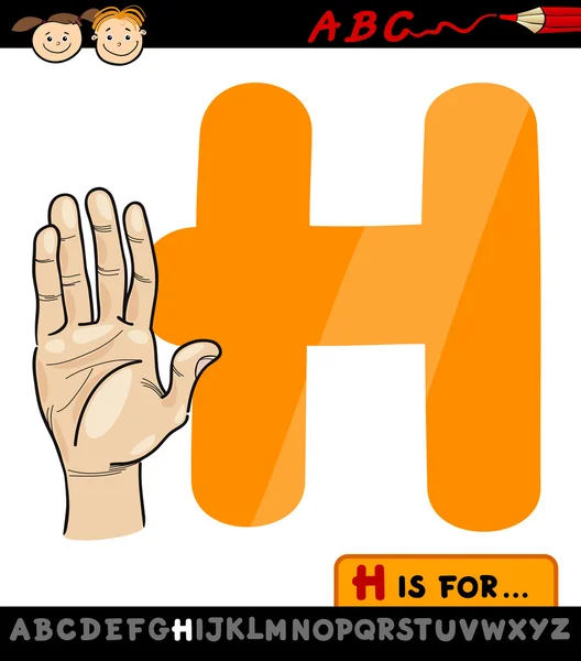 Buchstabe h mit Herz Cartoon-Illustration — Stockvektor
