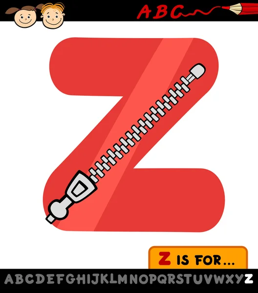 Letter z with zipper cartoon illustration — Stock Vector