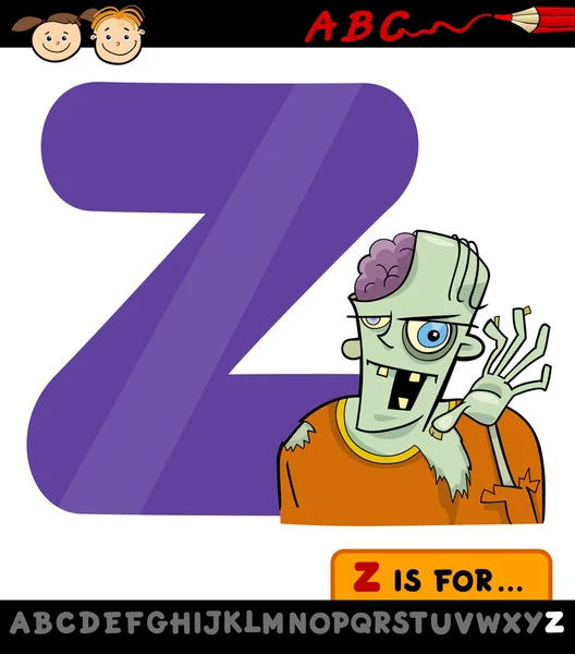 Letter z for zombie cartoon illustration — Stock Vector