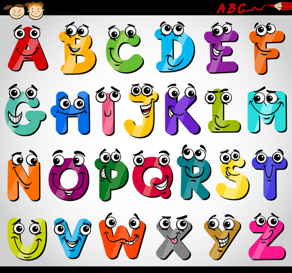 capital letters alphabet cartoon illustration