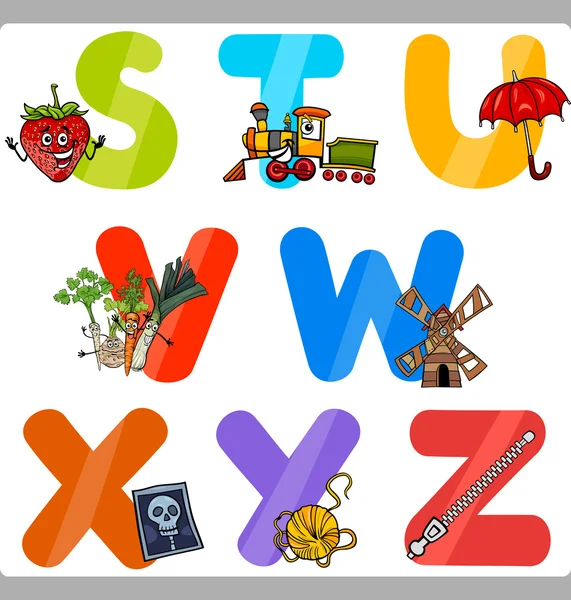 Education Cartoon Alphabet Letters for Kids — Stock Vector