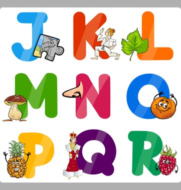 çocuklar için eğitim karikatür alfabesi harfleri