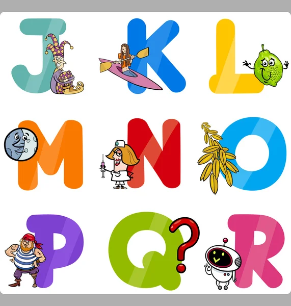 çocuklar için eğitim karikatür alfabesi harfleri