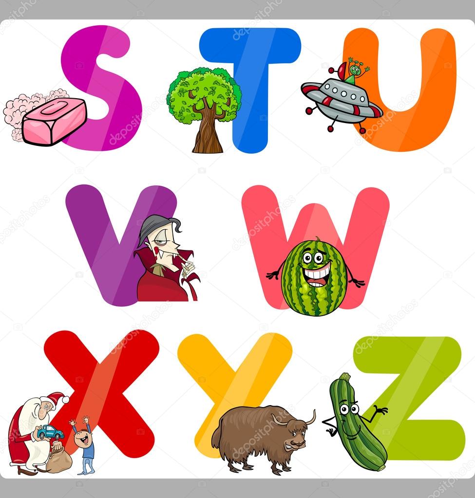 Educación Cartas Del Alfabeto De Dibujos Animados Para Niños 2023