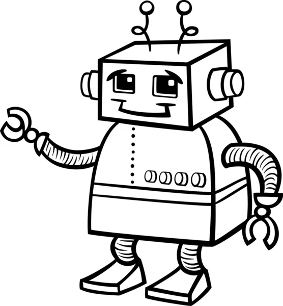 Robot cartoon illustration for coloring — Stock Vector