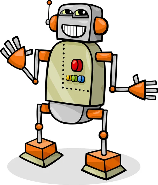 Robot de dibujos animados o ilustración de droides — Vector de stock