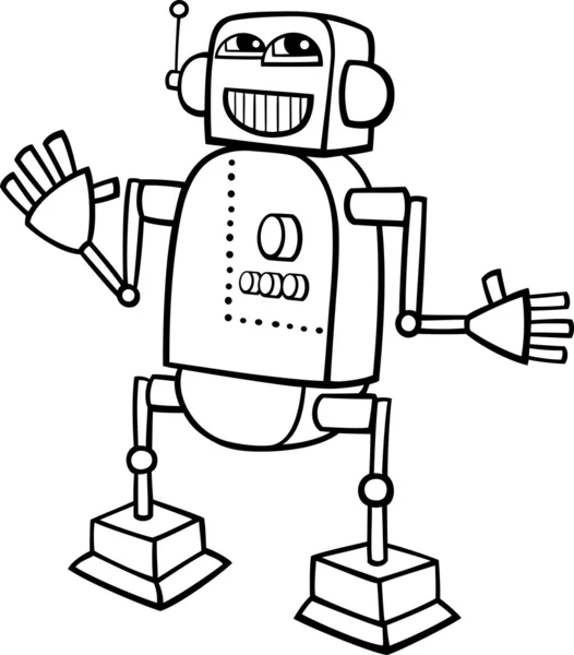 Robot cartoon illustration for coloring — Stock Vector