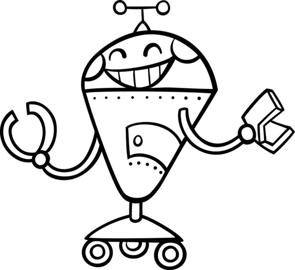 Robot tecknade illustration för färgläggning — Stock vektor