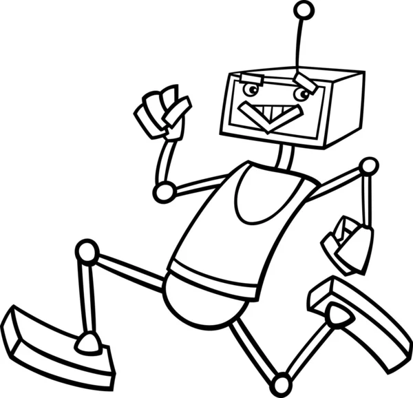 Lopende robot cartoon om in te kleuren — Stockvector