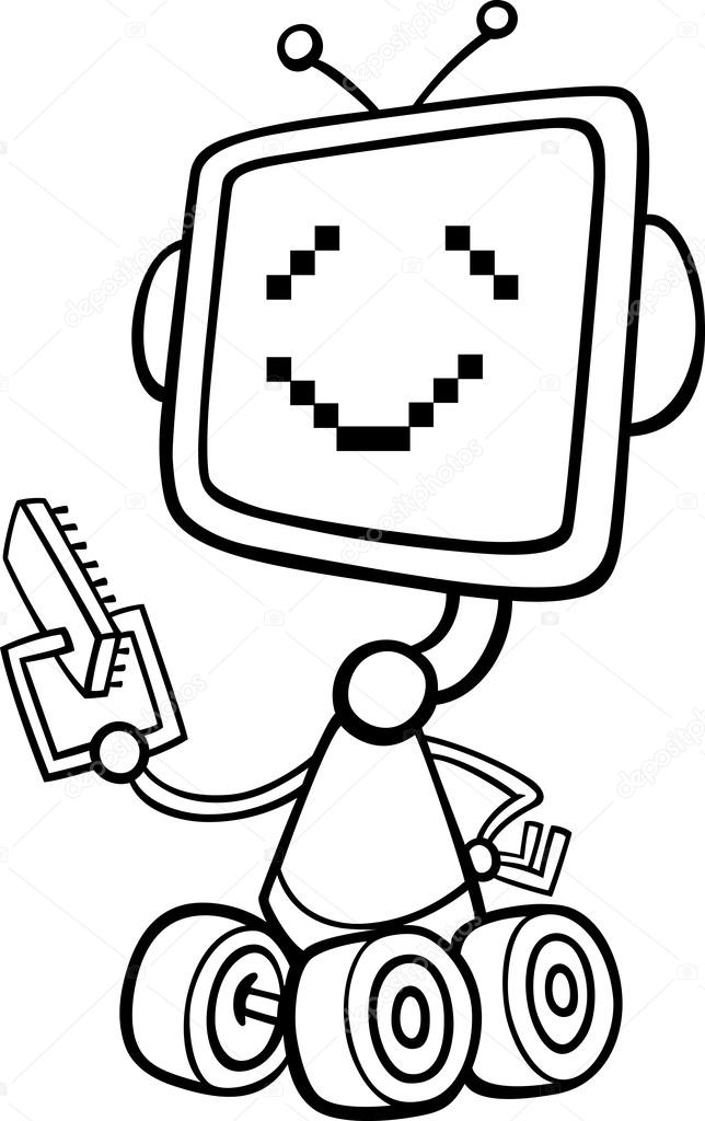 ilustração dos desenhos animados de robô para colorir vetor de
