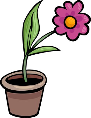 pot clip art karikatür çizimde çiçek