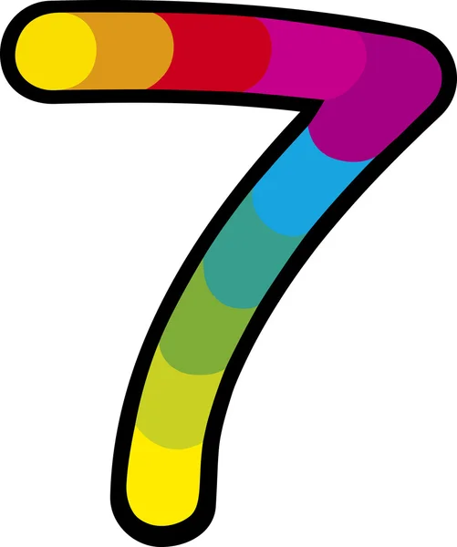 Lucky seven with rainbow cartoon — Stock Vector