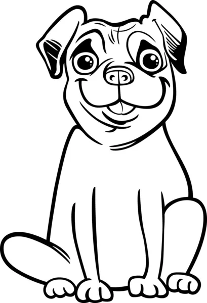 Dibujos animados perro pug para colorear libro — Vector de stock