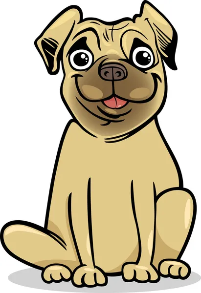 Lindo perro pug ilustración de dibujos animados — Archivo Imágenes Vectoriales