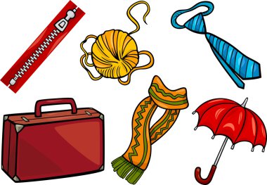 accessories objects cartoon illustration set clipart