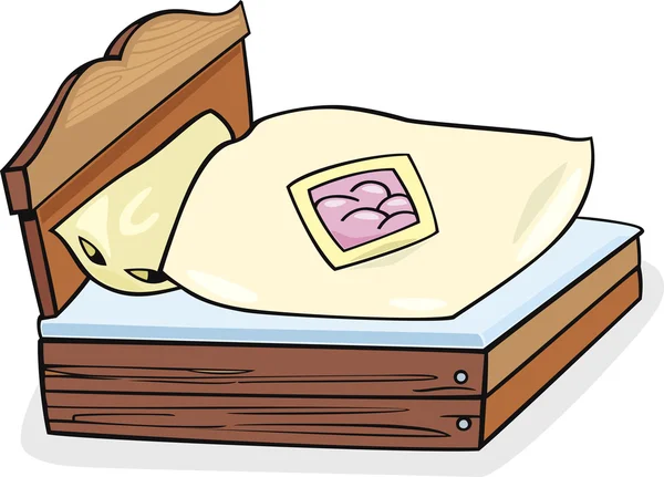Bed furniture cartoon illustration — Stock Vector
