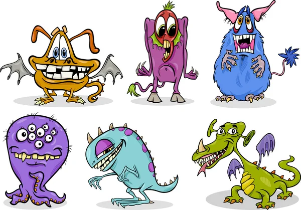 Dessin animé monstres illustration ensemble — Image vectorielle