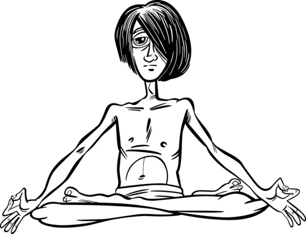 Man in lotus meditatie cartoon — Stockvector