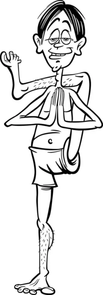 Man in yoga asana cartoon illustration — Stock Vector