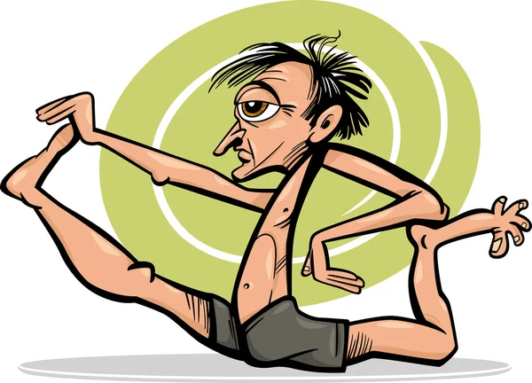 Hombre en yoga asana ilustración de dibujos animados — Vector de stock