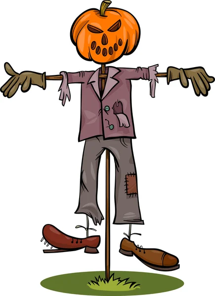 Halloween épouvantail dessin animé illustration — Image vectorielle