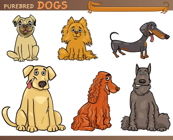 Rasechte honden cartoon afbeelding instellen — Stockvector