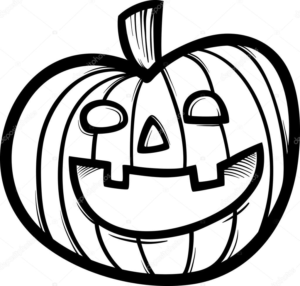 Illustration de dessin animé noir et blanc clipart citrouille de spooky halloween pour cahier de coloriage — Vecteur par izakowski