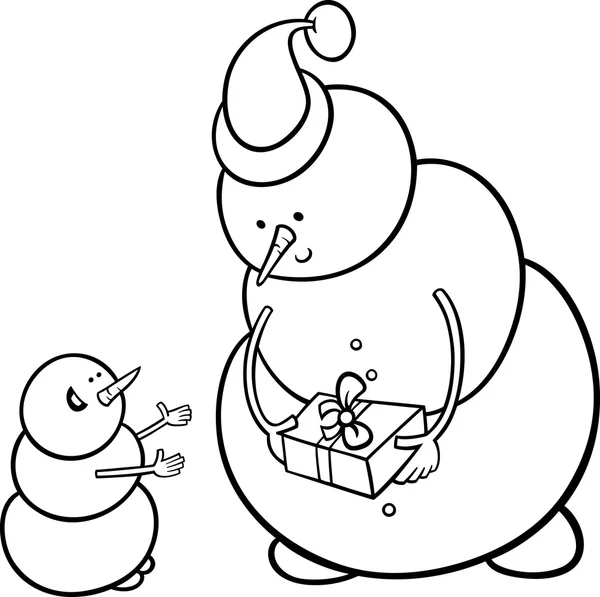 Navidad muñecos de nieve para colorear página — Vector de stock